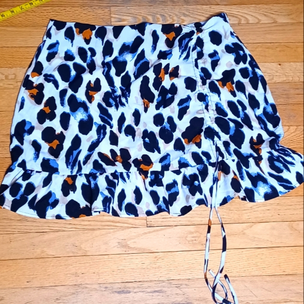 SHEIN Unity Leopard Print Ruched Drawstring Mini Skirt
